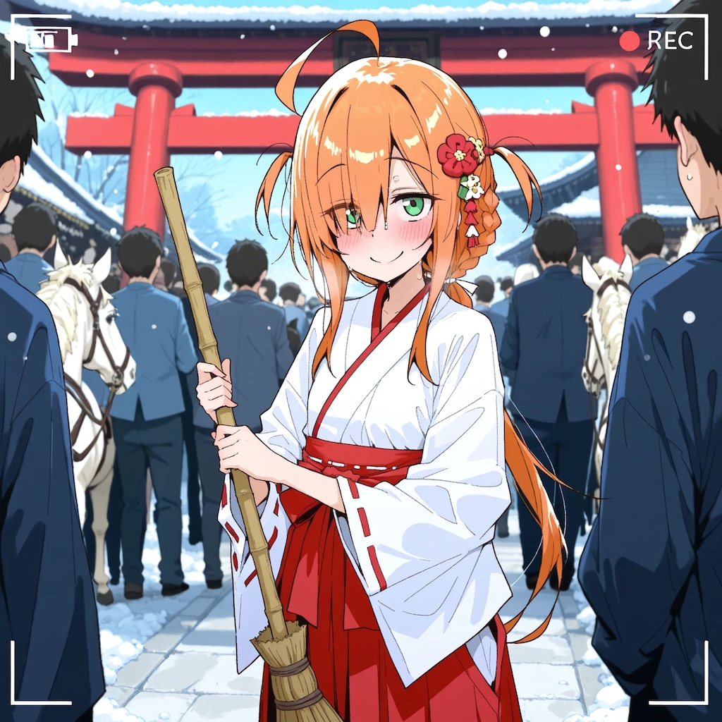 神社の巫女のバイトをする目隠れちゃん☆