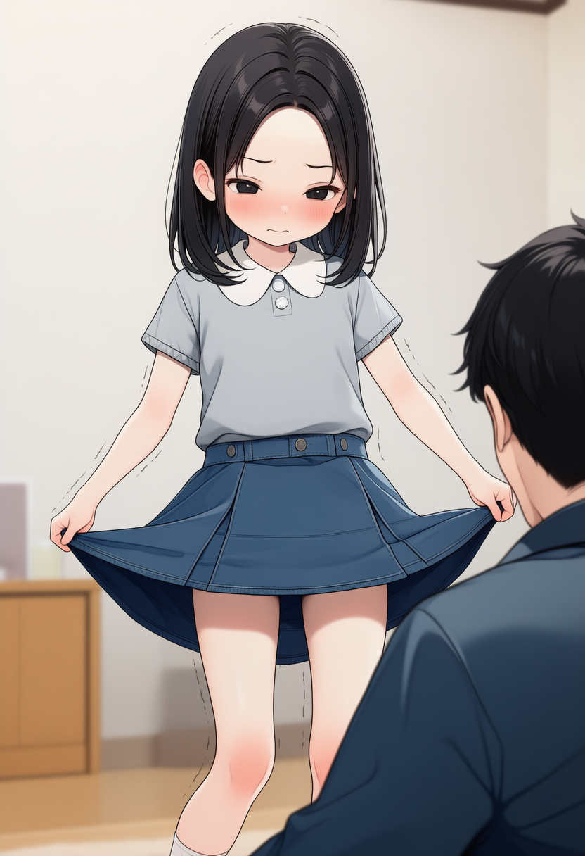 たくし上げるおでこ少女のパンツをおろす_260710