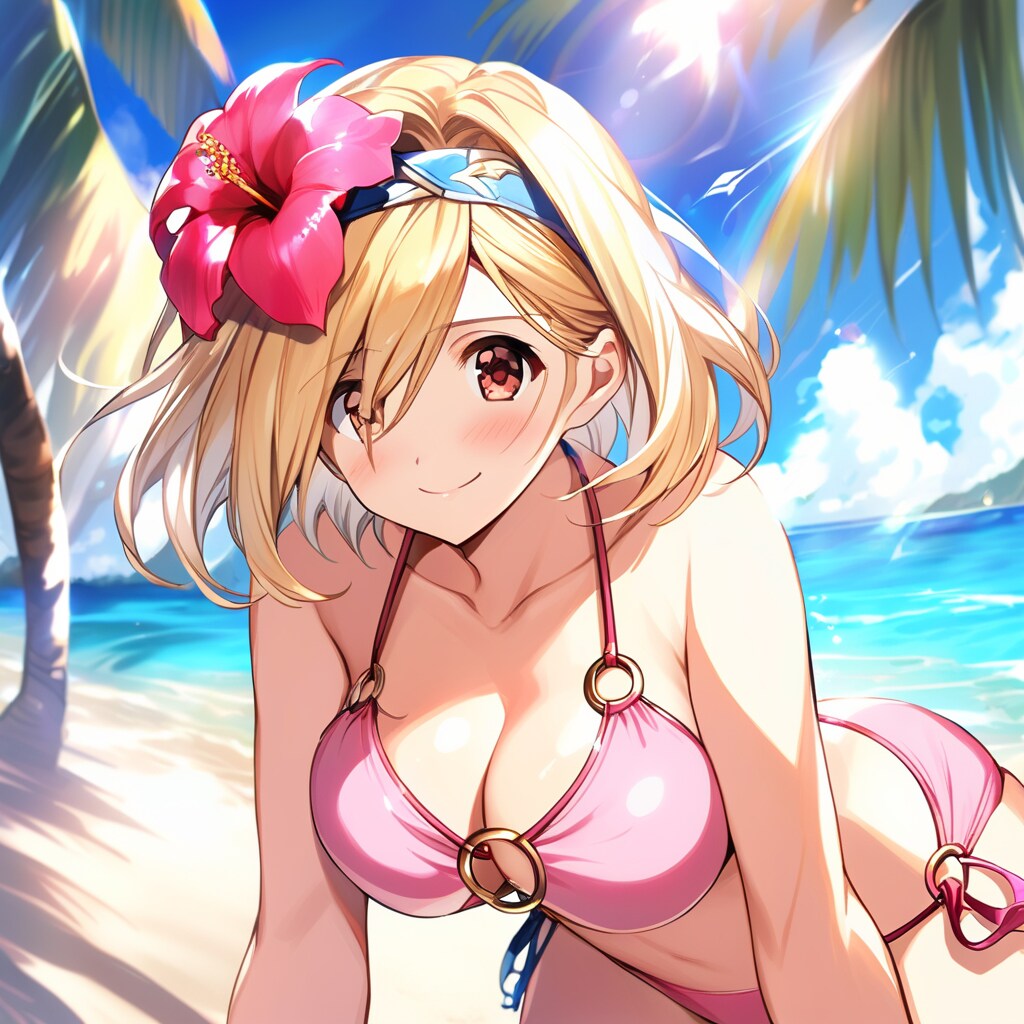 ピンクの水着を着ているジータ