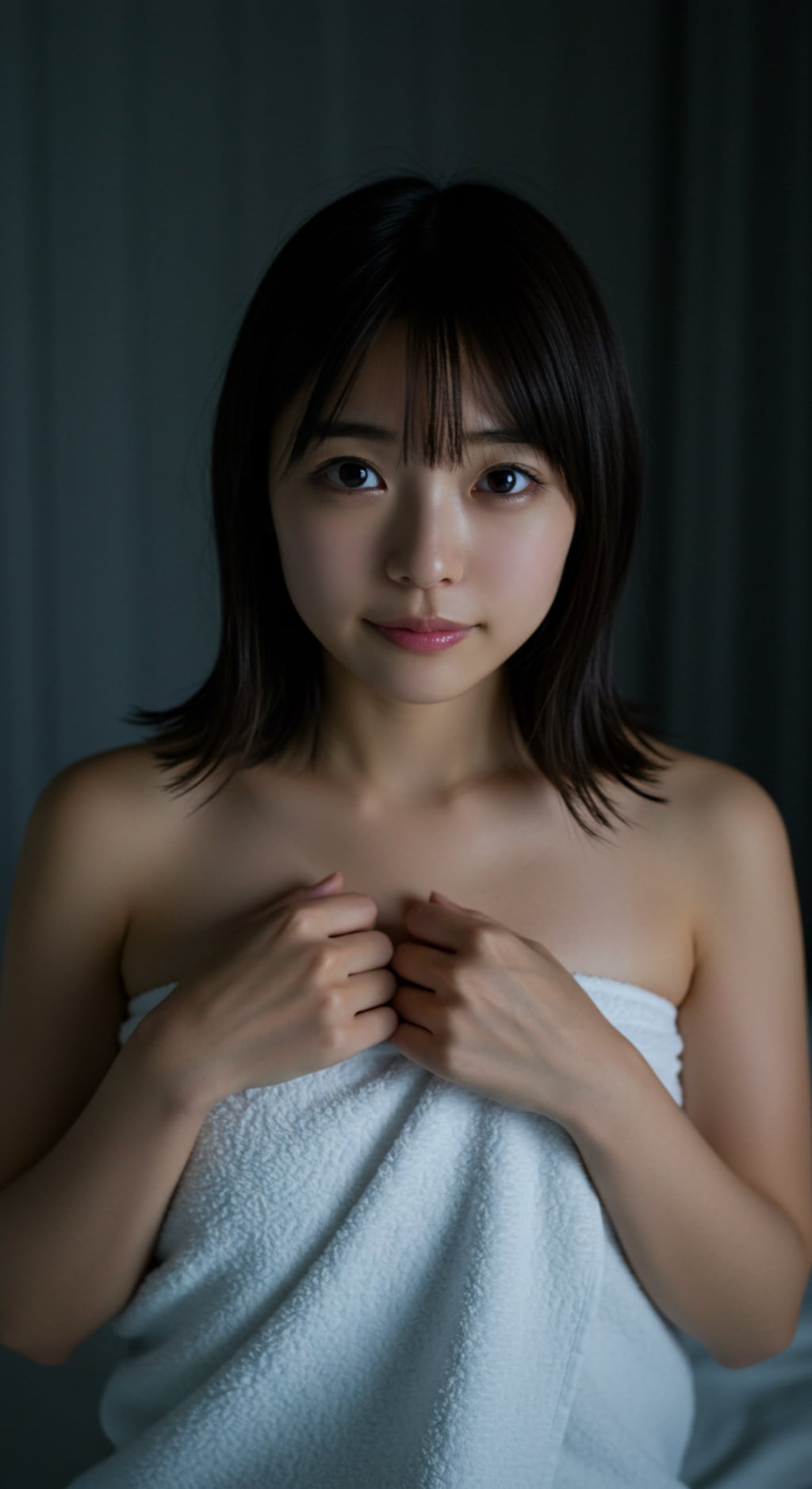 夜、バスタオルでキス顔とおやすみなさい…。