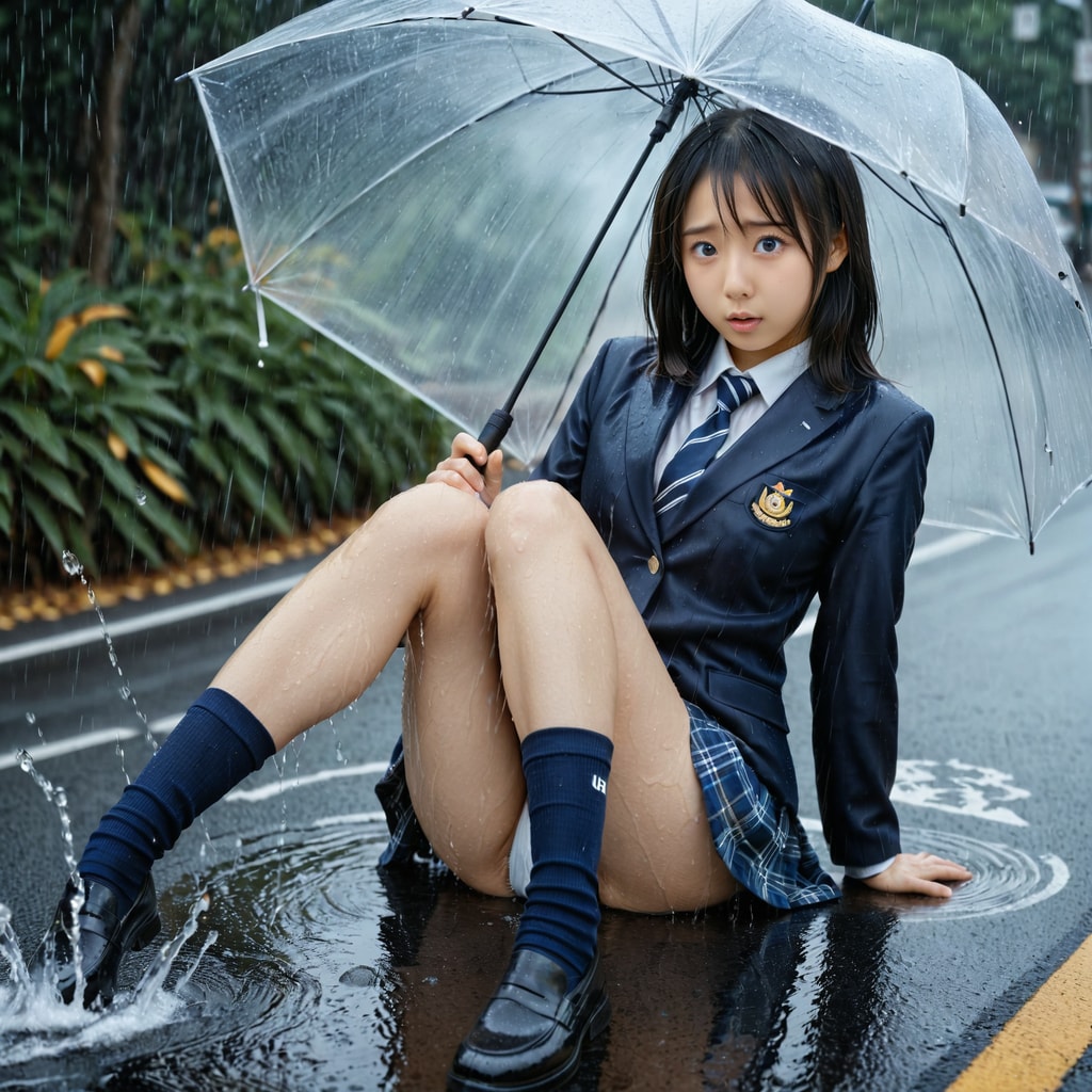 車に水かけられて思わず尻もち