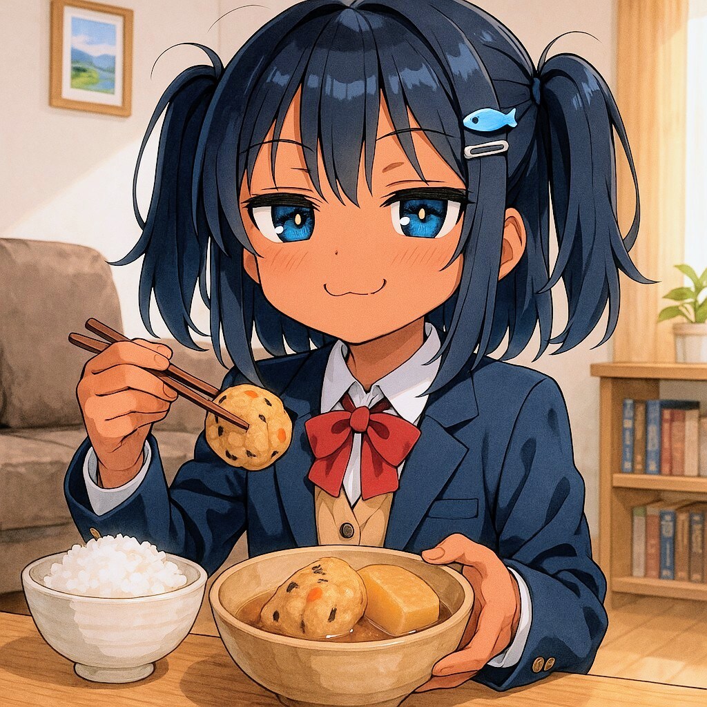 がんもどきを食べるこなつちゃん