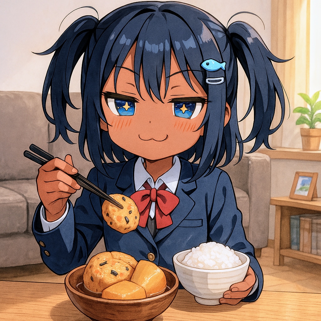 がんもどきを食べるこなつちゃん