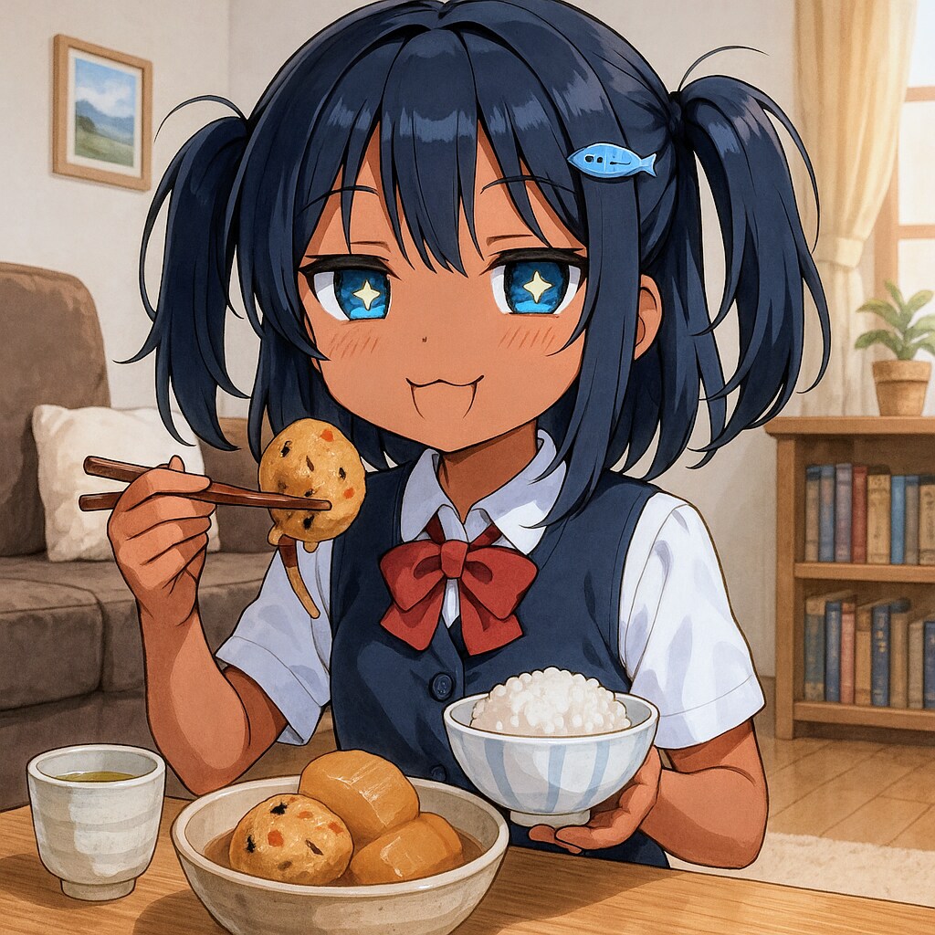 がんもどきを食べるこなつちゃん