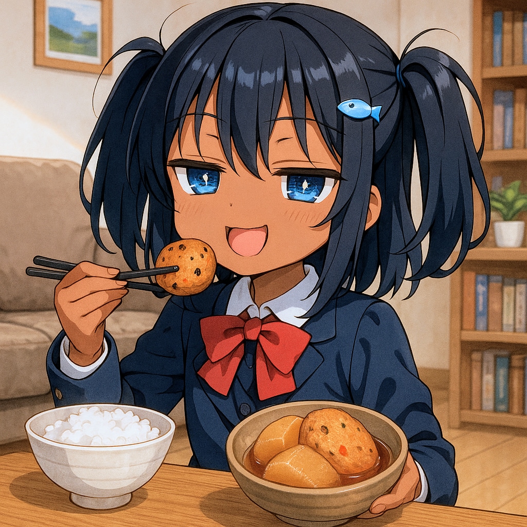 がんもどきを食べるこなつちゃん