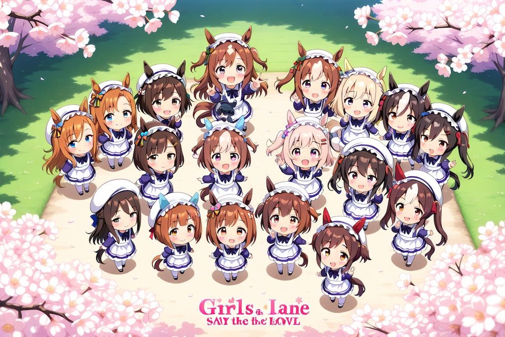 メイド服に、トレセン服がすけてみえるデザイン。