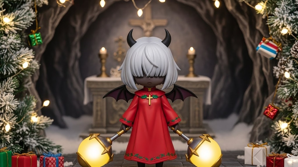 クリスマスの準備をする悪魔神官ちゃん