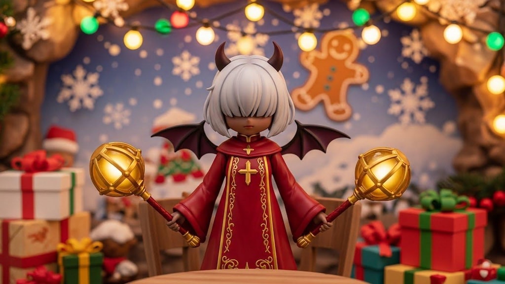 クリスマスの準備をする悪魔神官ちゃん