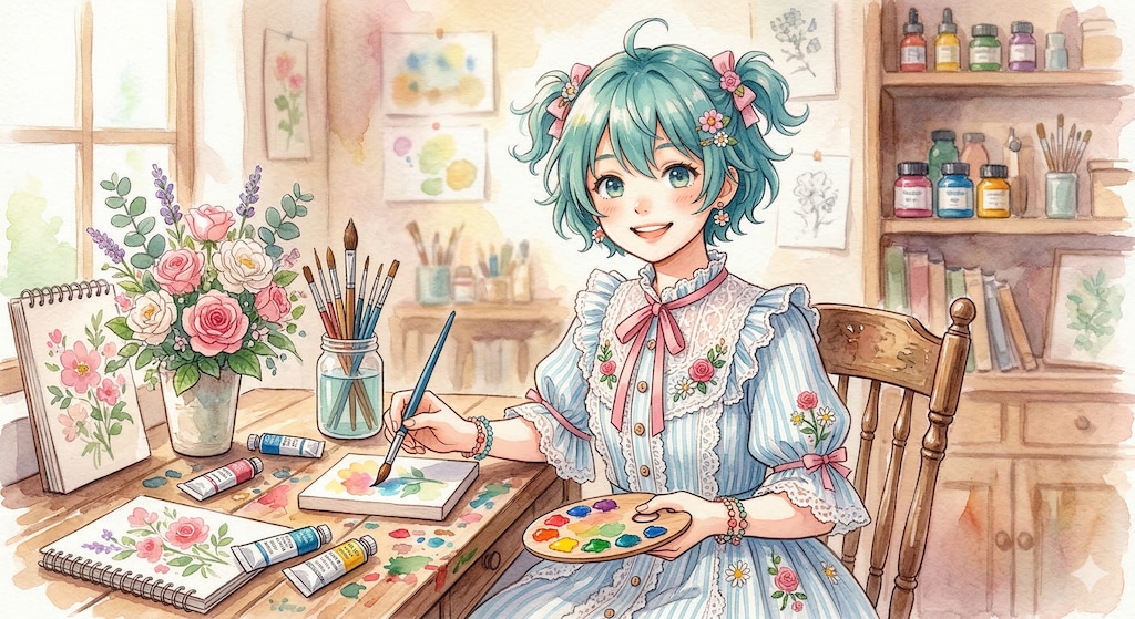 水彩画ミクさん　ミクの水彩画日和