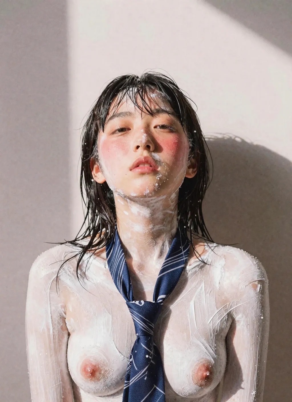 白塗りの裸ネクタイ