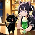 黒羽カペラさんを摩訶不思議食堂のカフェバーのカフェ席へ御案内ファンアートコラボレーション 2枚目