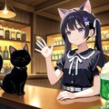 黒羽カペラさんを摩訶不思議食堂のカフェバーのカフェ席へ御案内ファンアートコラボレーション 4枚目