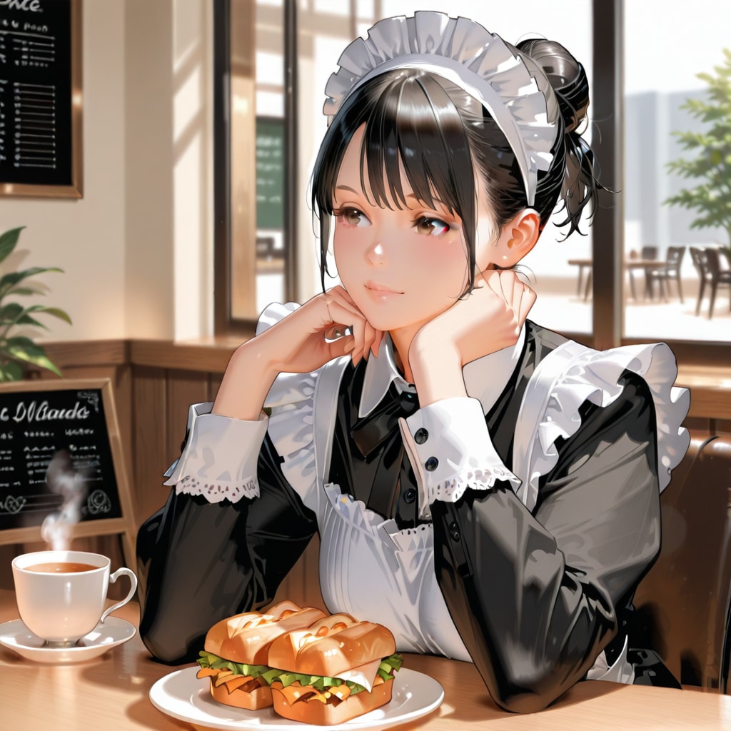 メイドさんの休憩タイム | の人気AIイラスト・グラビア