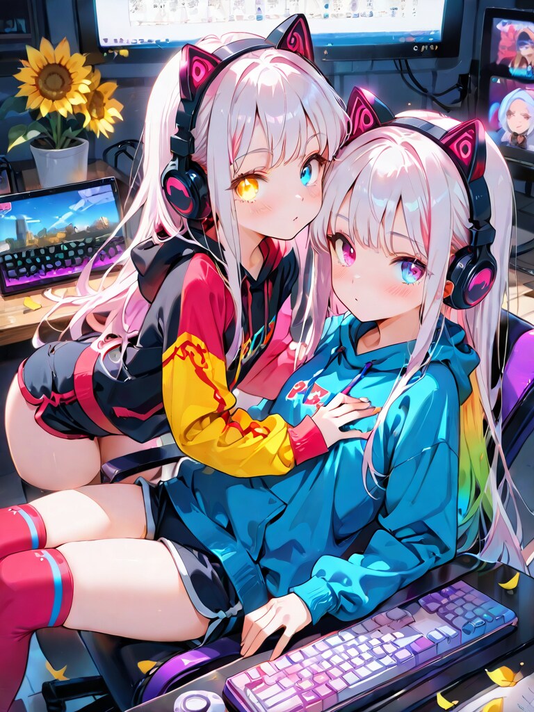 2girls headphone girls | の人気AIイラスト・グラビア