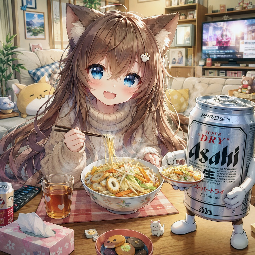 家(ウチ)系ラーメンを食べる小さな女の子
