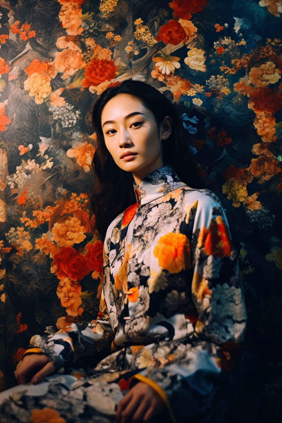 シックでカラフル花柄姉さん
