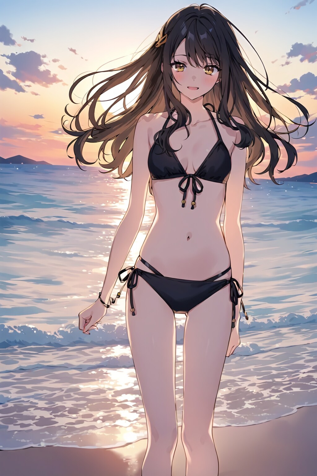 #LILAC 試作版「黒髪美少女のビキニ水着」　ーサンプルプロンプト流用参照ー