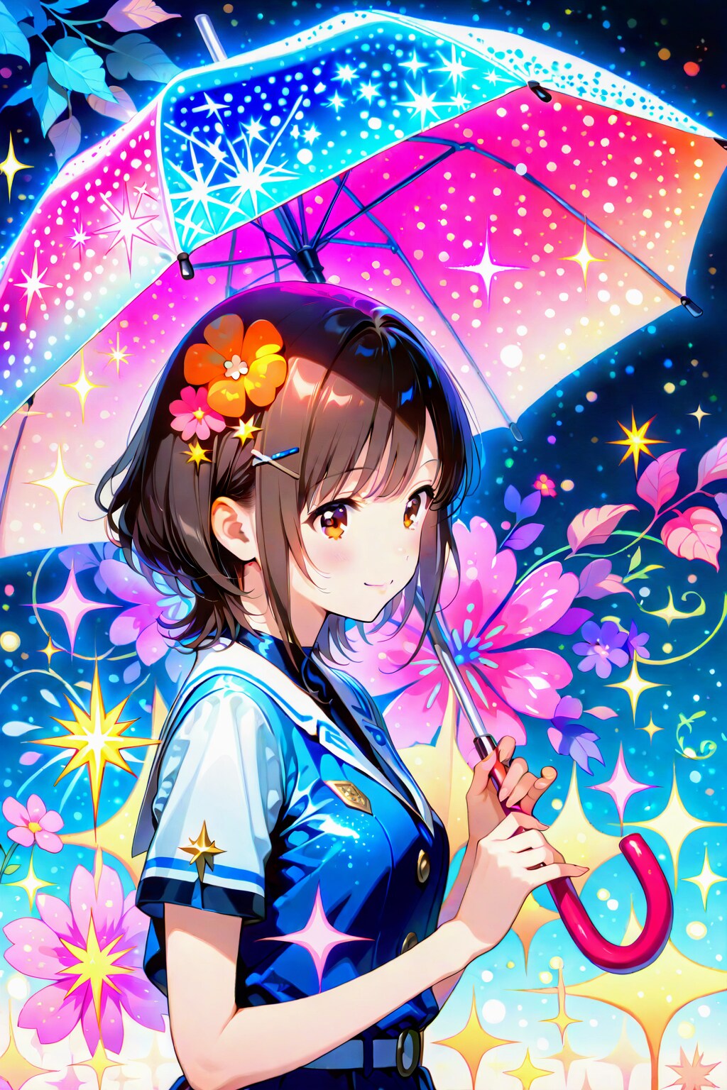 カラフルビニール傘と、お姉やん | の人気AIイラスト・グラビア