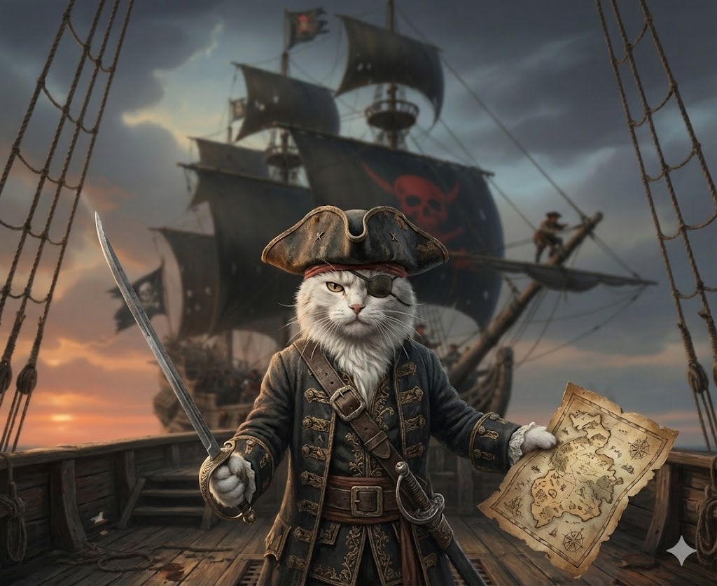 パイレーツ猫船長 | の人気AIイラスト・グラビア