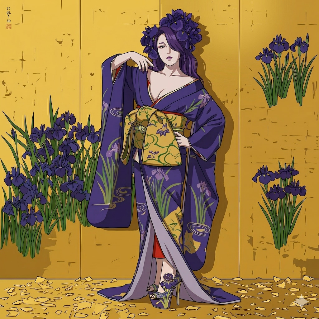 (模写) 燕子花図  かきつばたず　尾形光琳