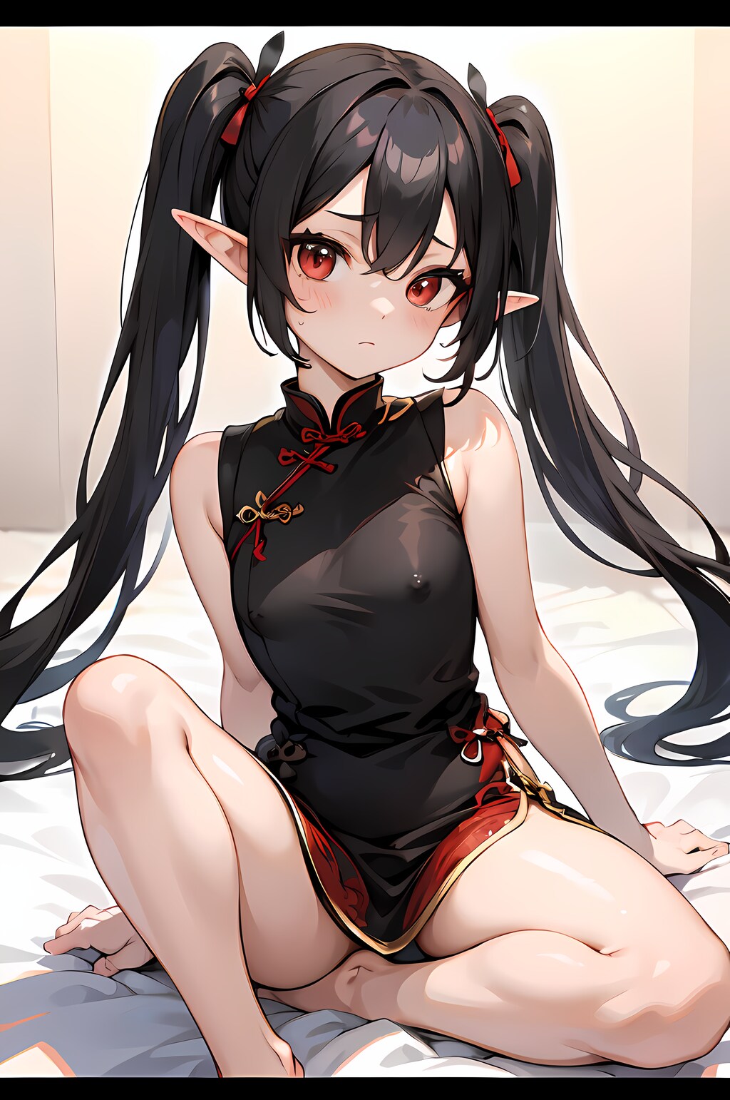 ついんてえるふっ娘♪　赤いチャイナ服 微乳ver.♡ 5 (4枚)