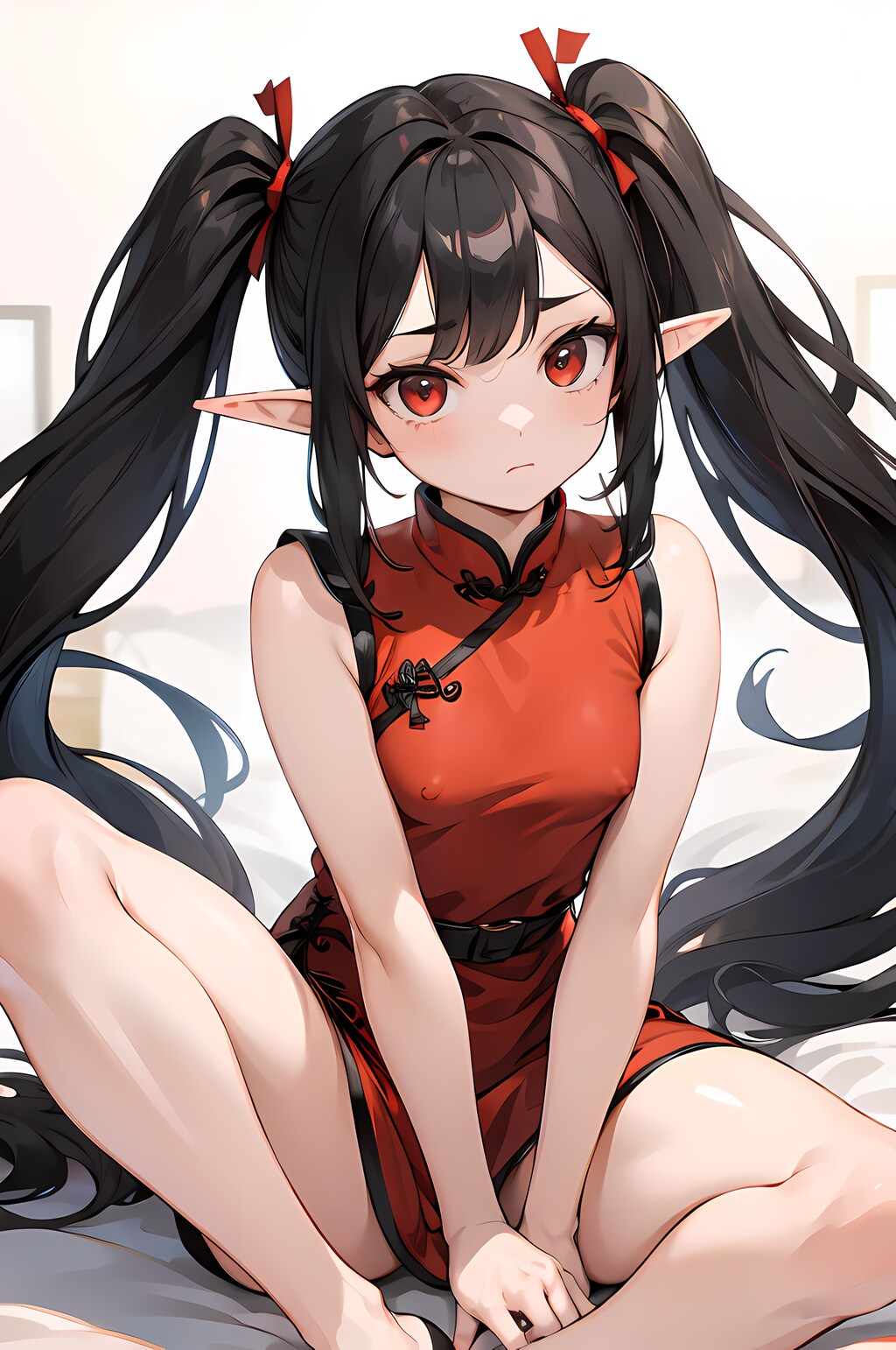 ついんてえるふっ娘♪　赤いチャイナ服 微乳ver.♡ 5 (4枚)