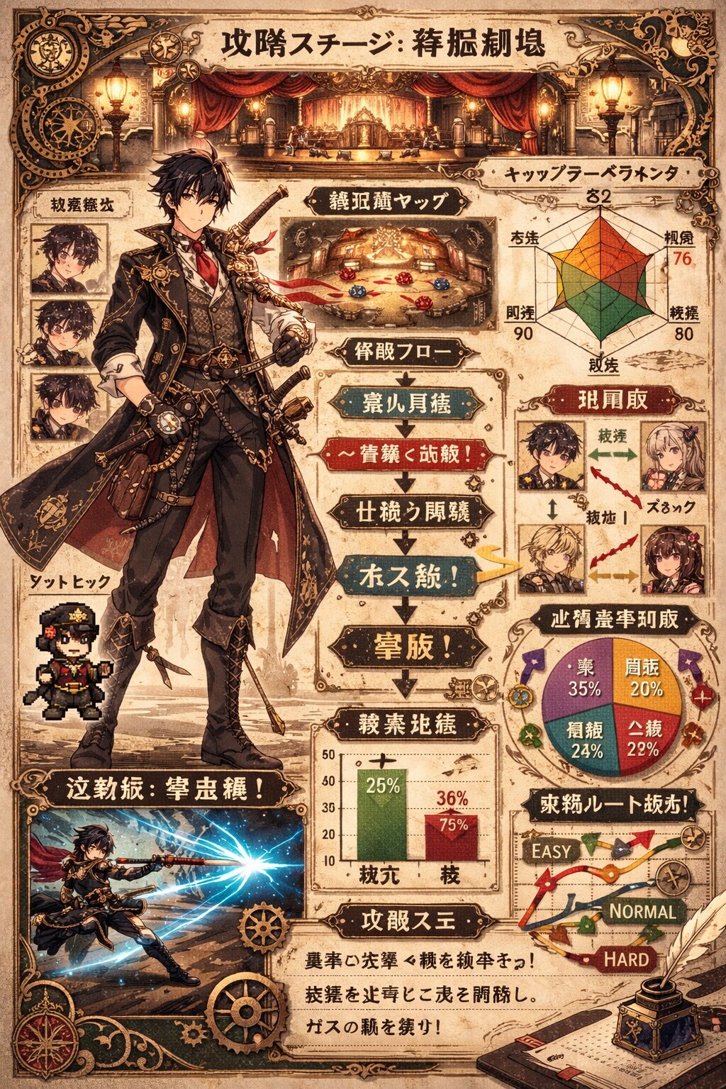 ゲーム攻略本の、別キャラクター。