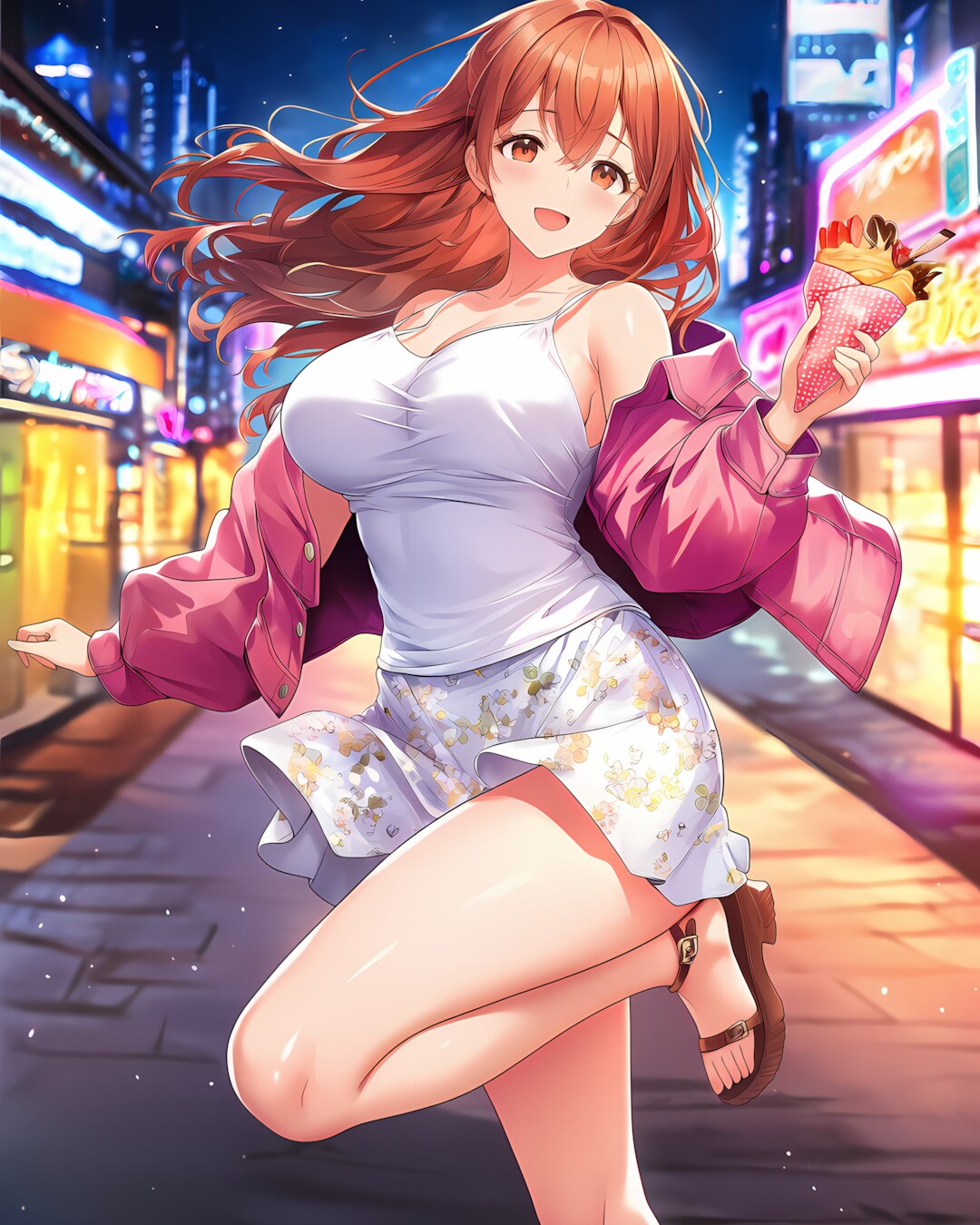 ノノカと夜のネオンデート！クレープ最高🍓✨