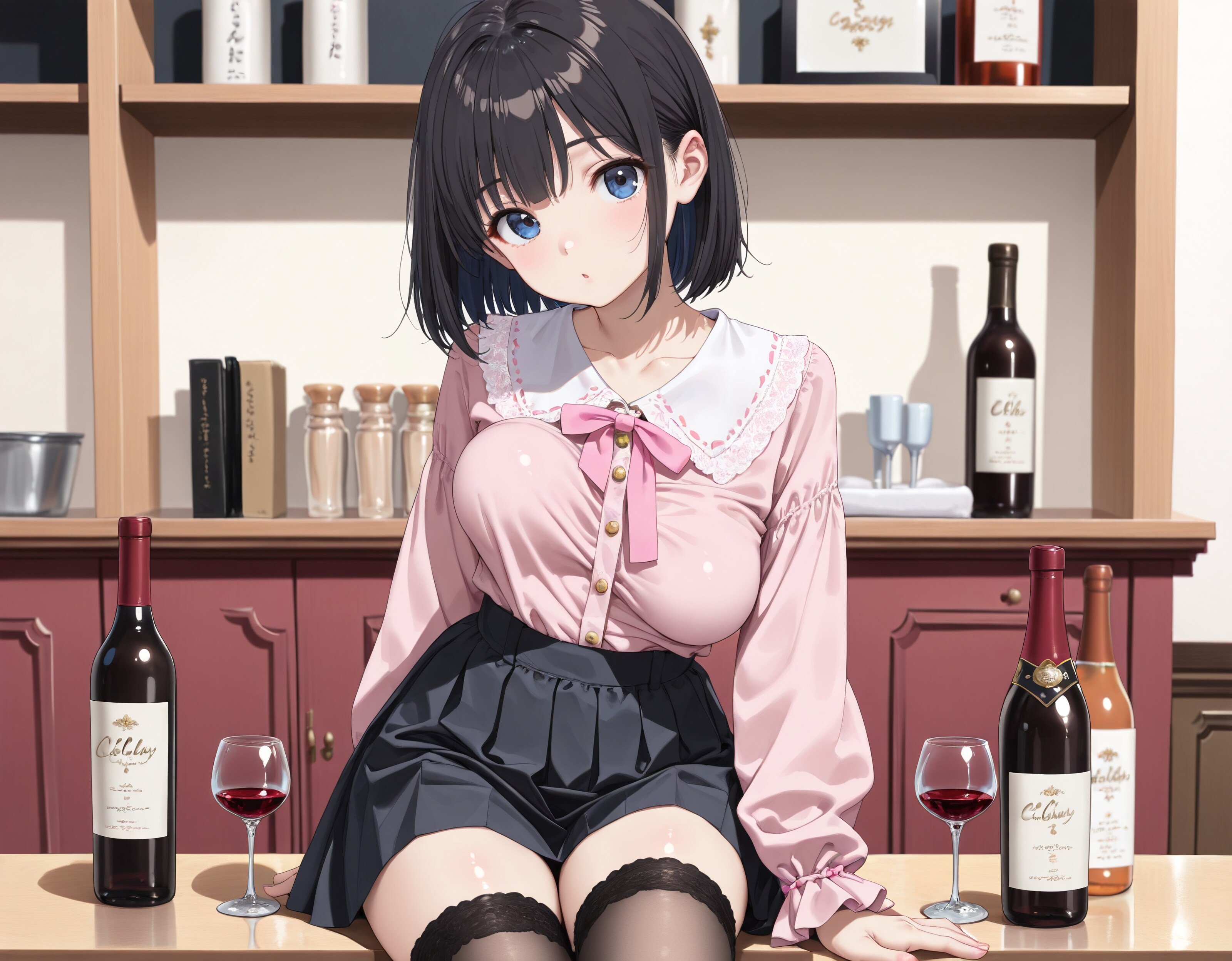 美女とバーカウンター