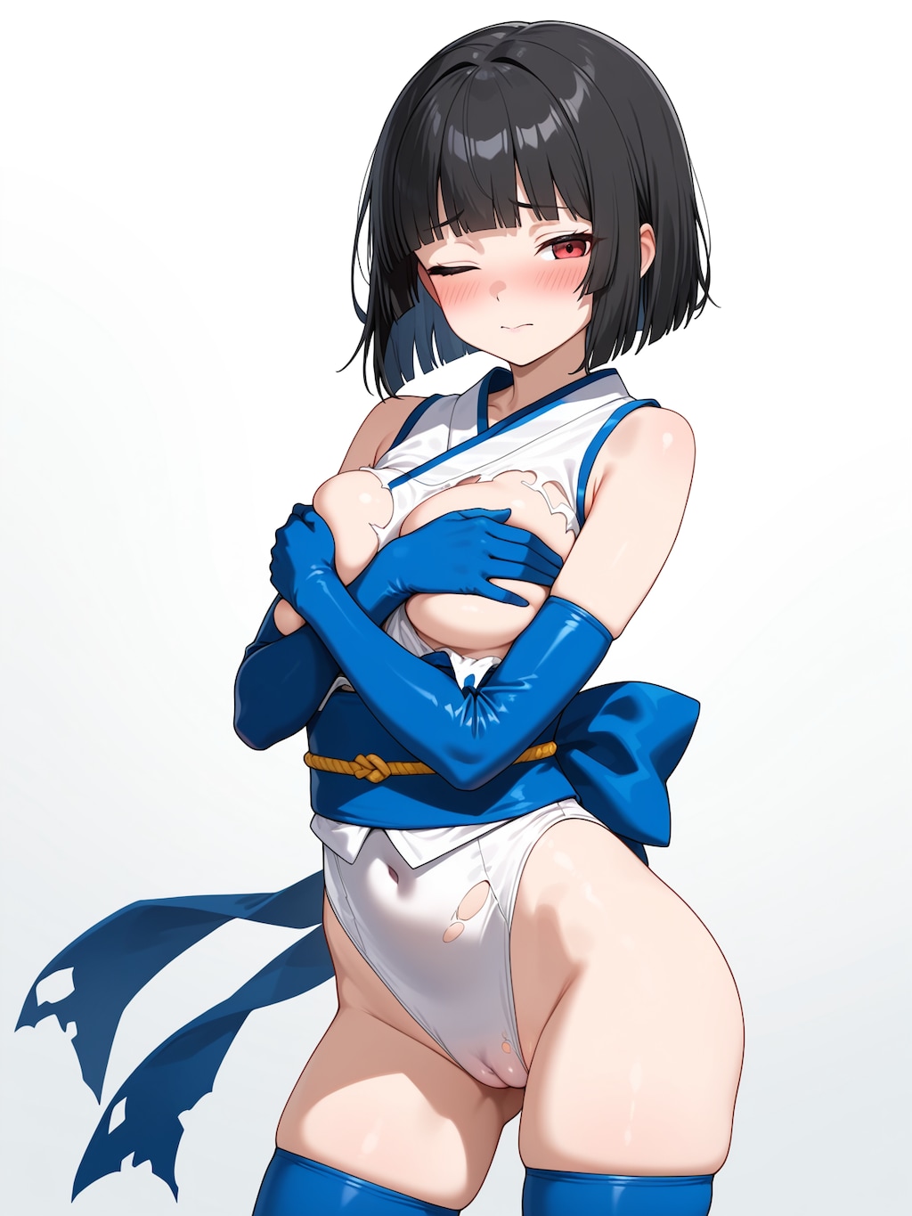 服を破かれて大ピンチな咲成奈那妃
