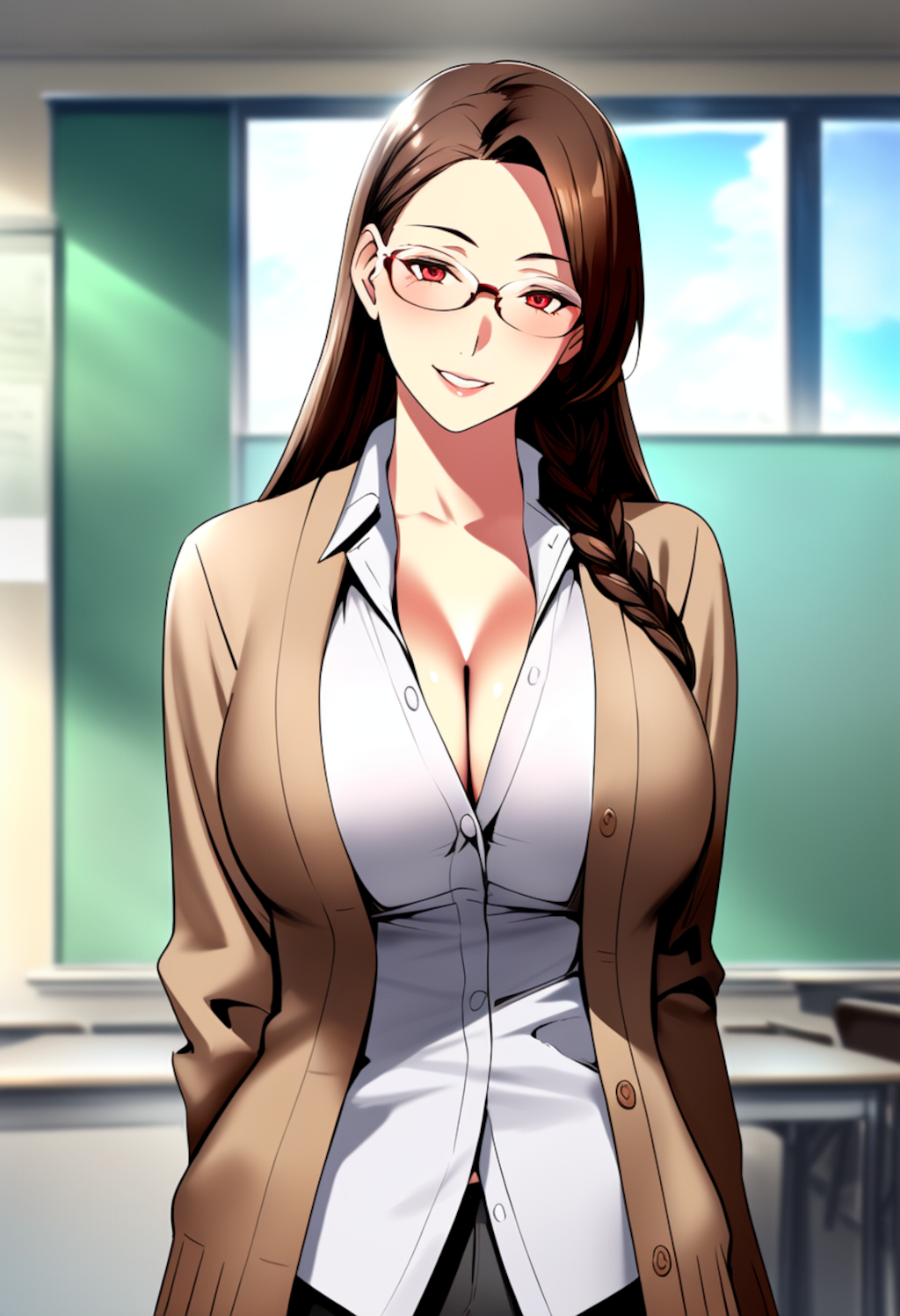 女教師（メガネ・カーディガン・シャツ）②
