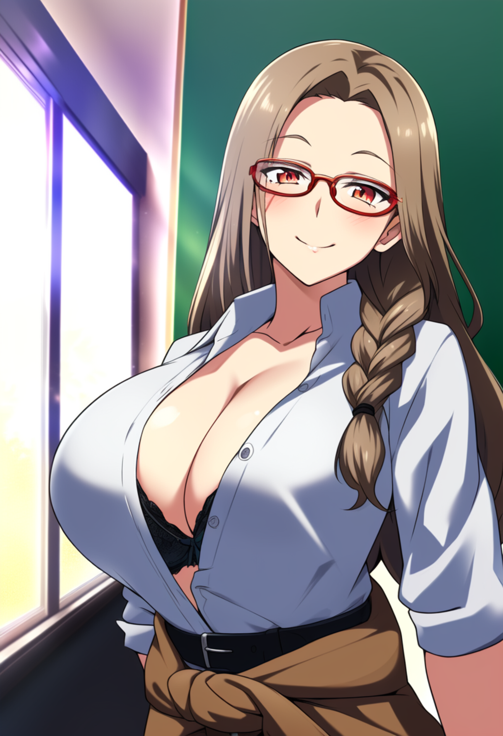 女教師（メガネ・カーディガン・シャツ）②