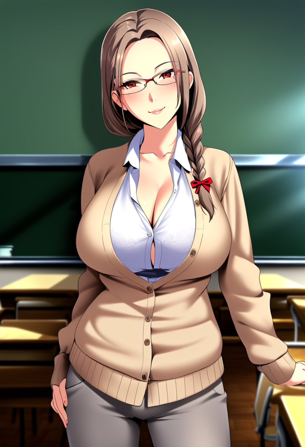 女教師（メガネ・カーディガン・シャツ）②