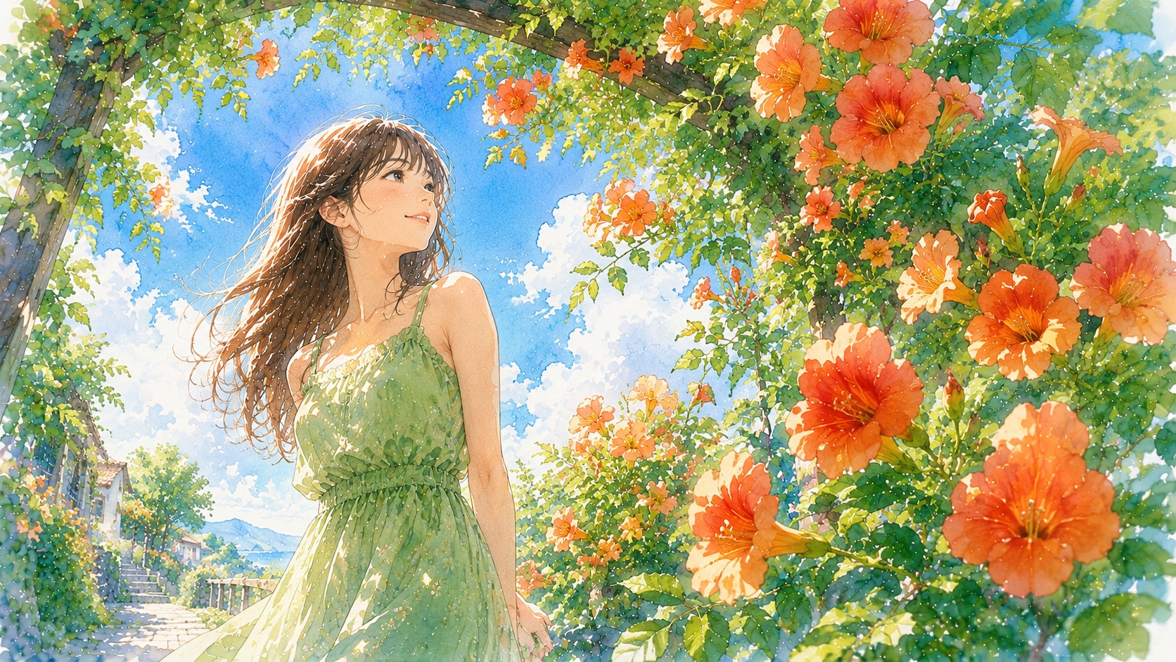 誕生花　0831  ノウゼンカズラ | の人気AIイラスト・グラビア