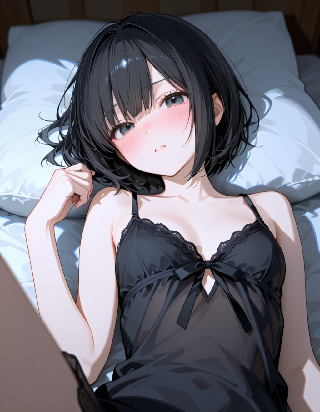 ベットの上で