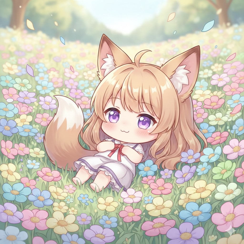 ケモミミ娘とお花畑