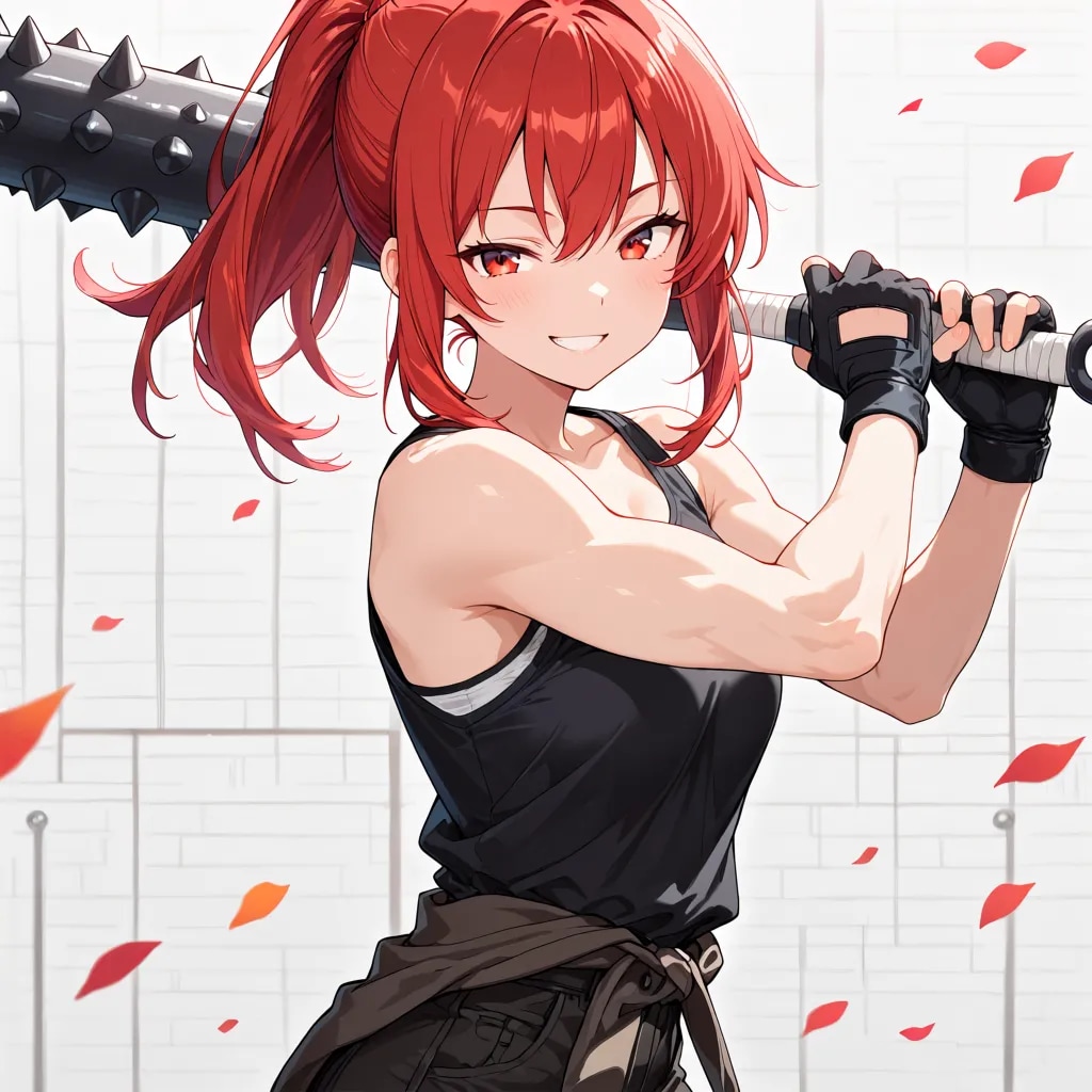 chiffonne家の赤ぽにちゃんと武器交換したよ
