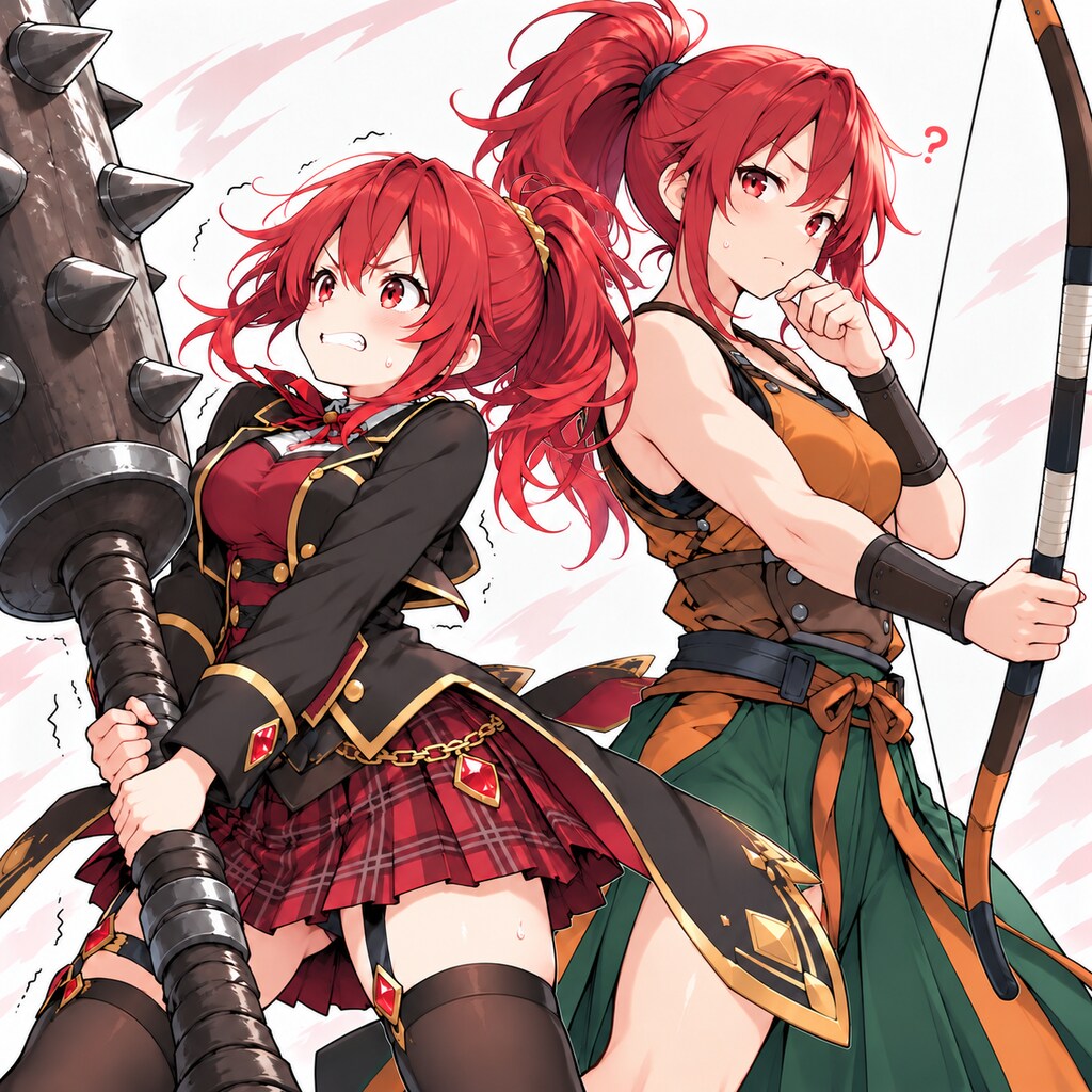 chiffonne家の赤ぽにちゃんと武器交換したよ