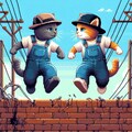 ドット絵風、走る猫の兄弟 4枚目