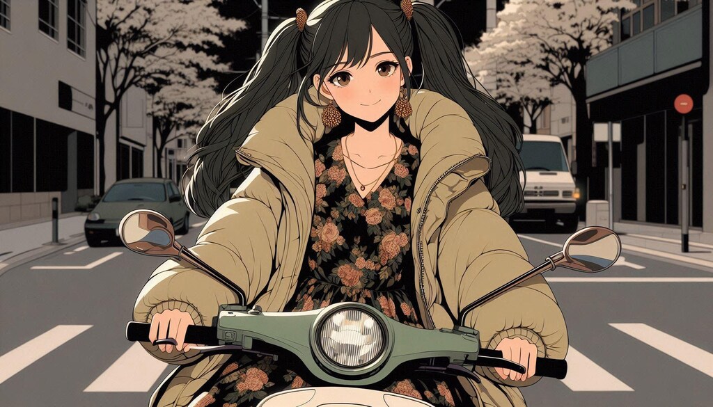 冬とスクーターと少女