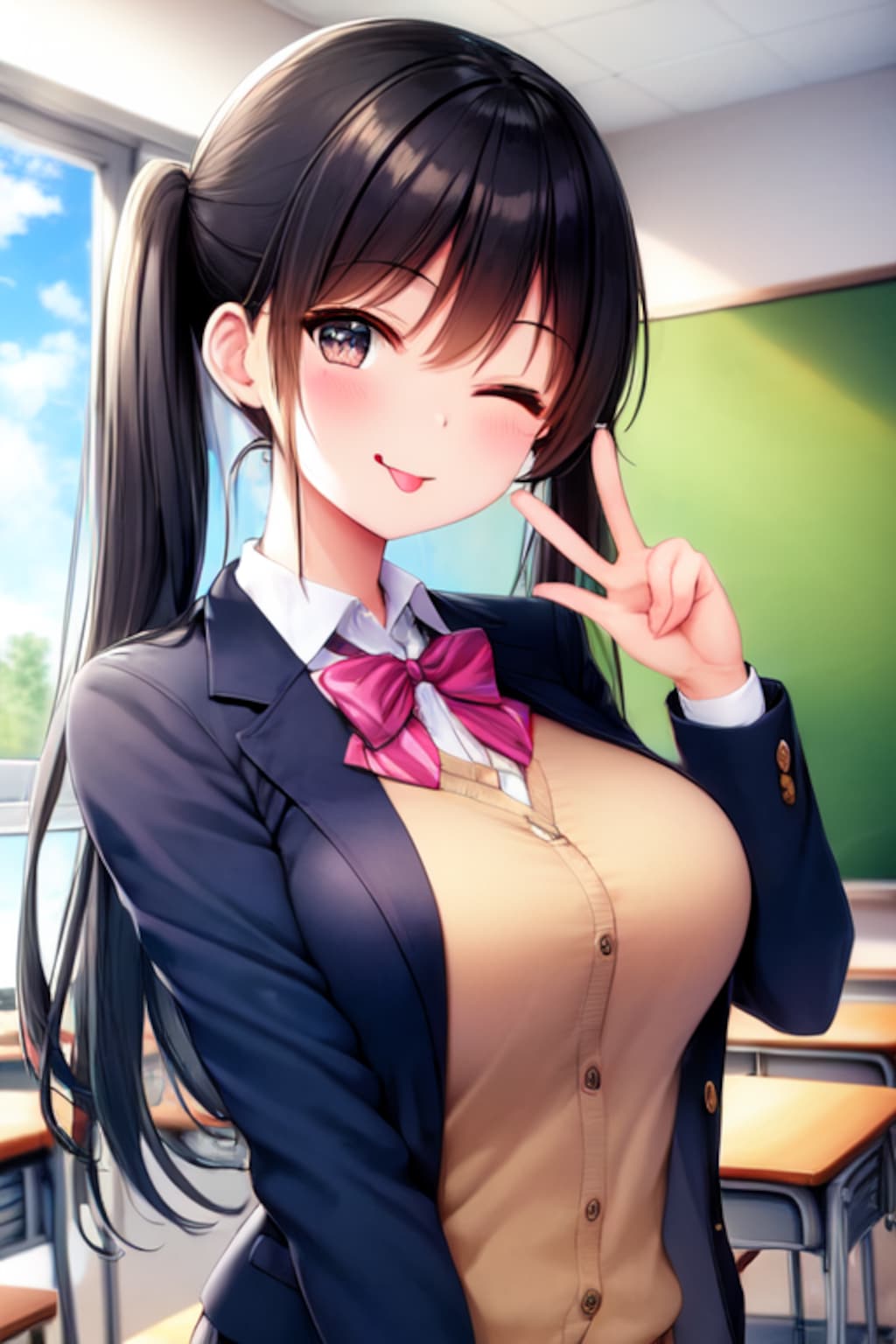 黒髪ツインテJK