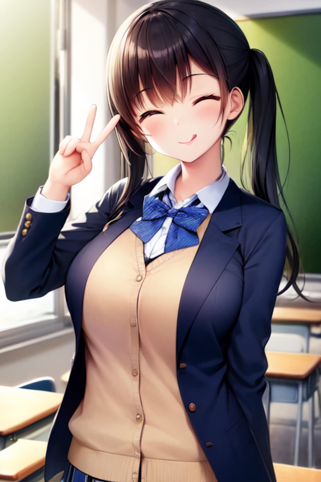 黒髪ツインテJK