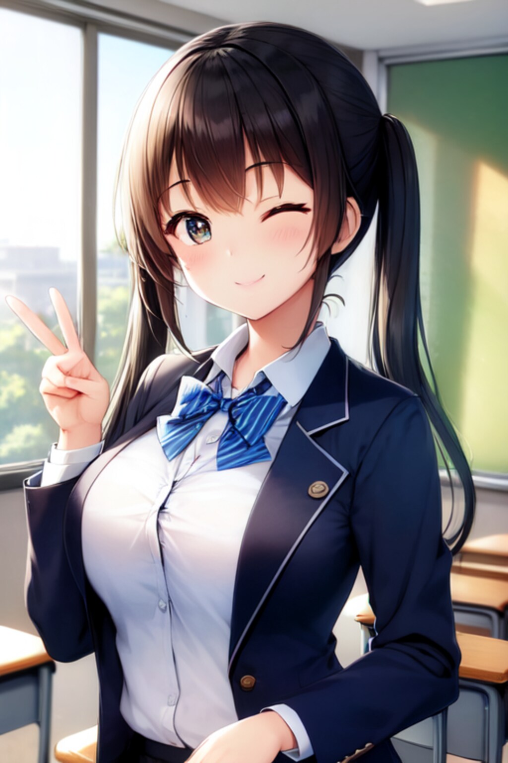 黒髪ツインテJK