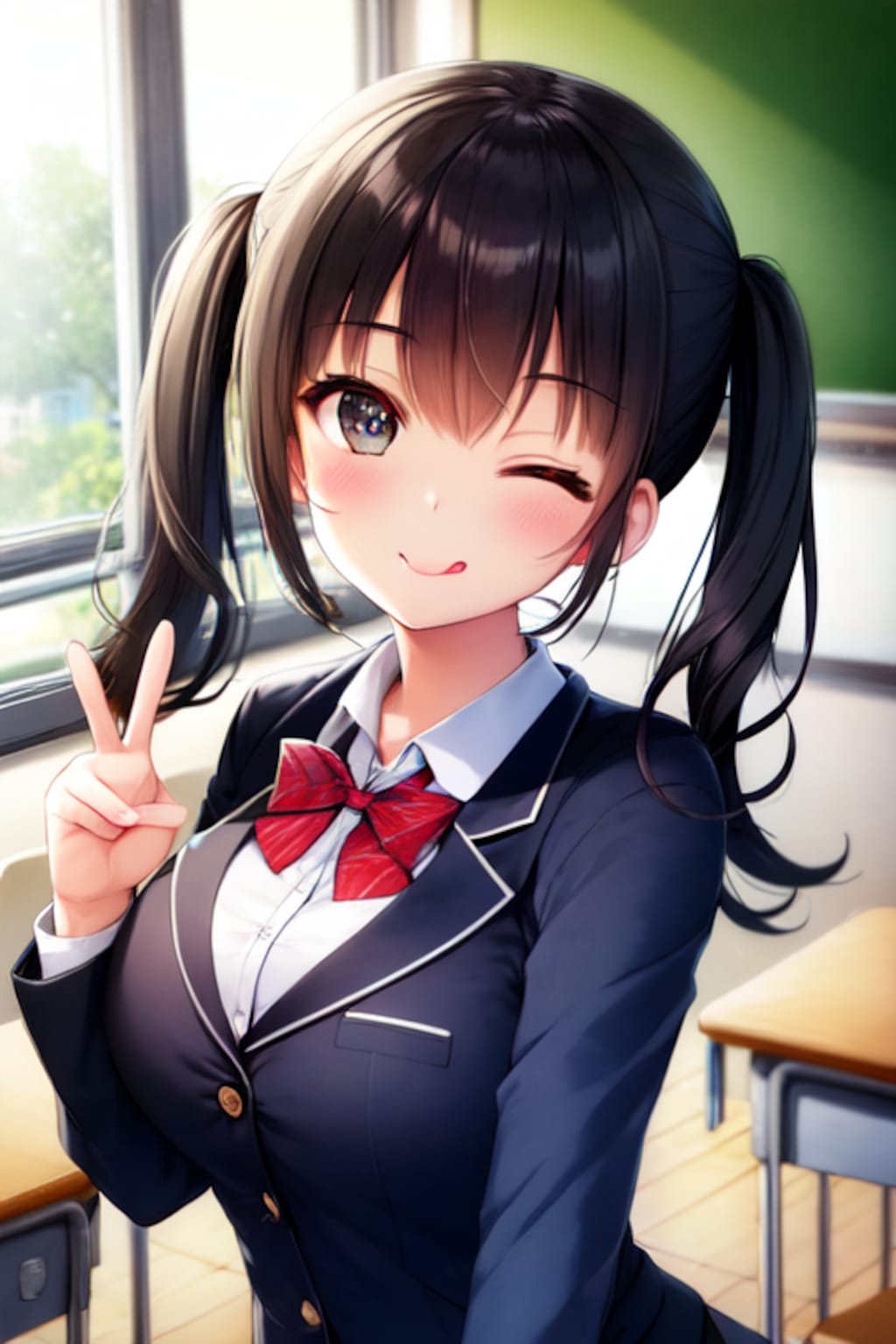 黒髪ツインテJK