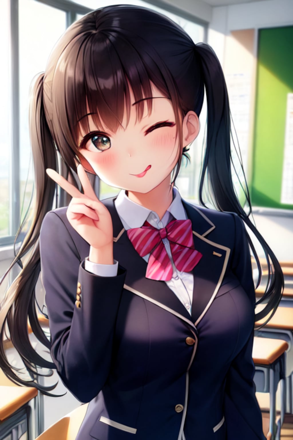 黒髪ツインテJK