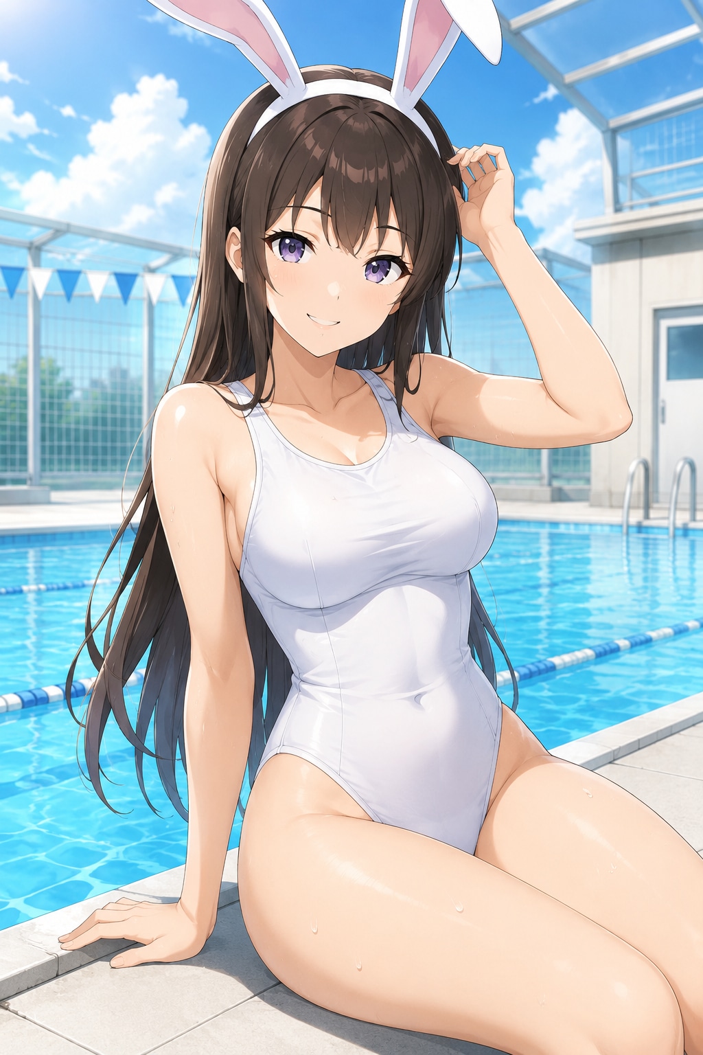 ごく一般的な白スク水うさみみさん