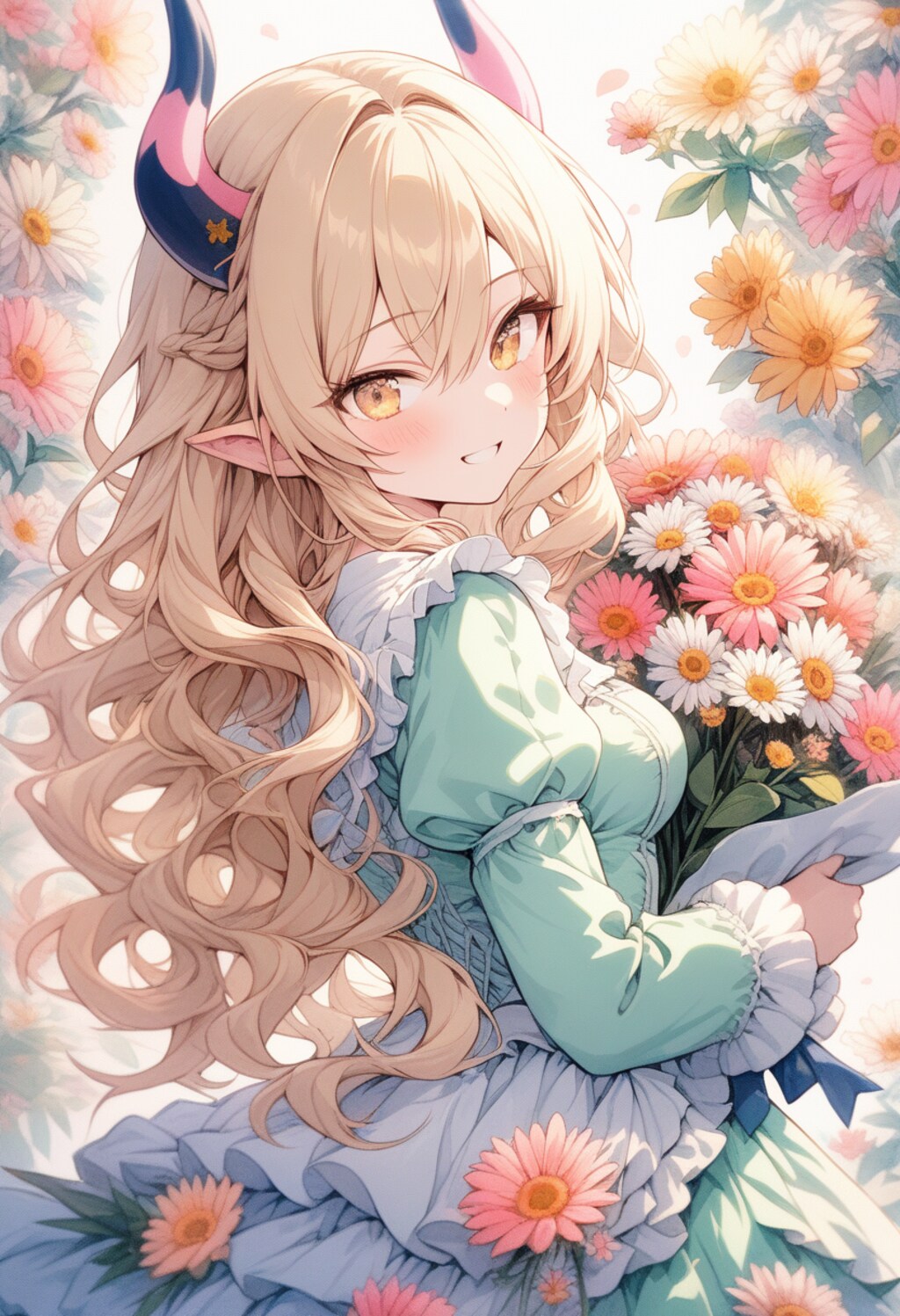 花束の似合う、かわいいかわいいエルフちーゃん？[days AI]