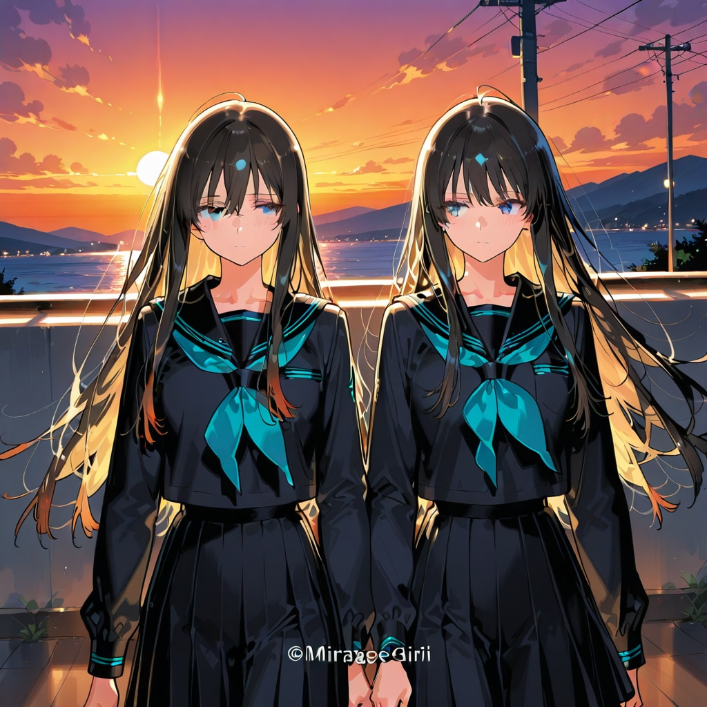 夕暮れの蜃気楼に怯える女子