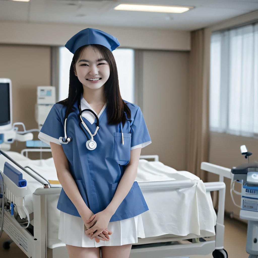 黒髪ロングで看護服の美女１２