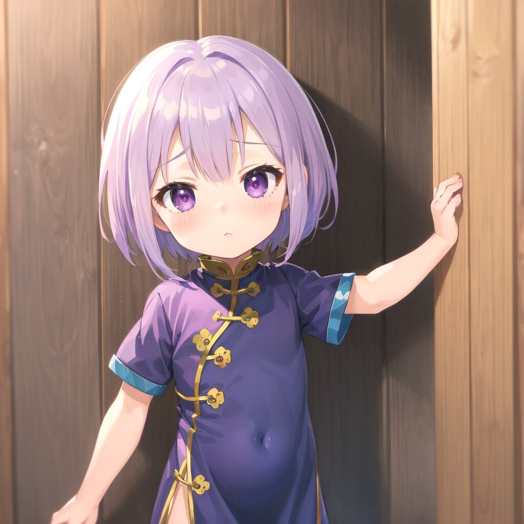 紫髪の女の子にチャイナドレス着せてみた（左手変になったorz)